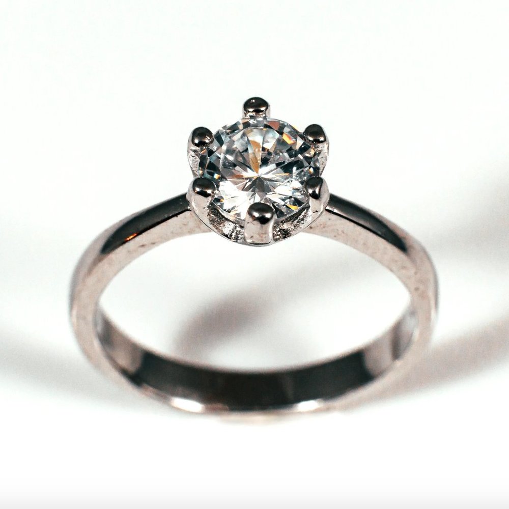 Sterling Silver Solitaire Wedding Engagement Promise Ring Size 7